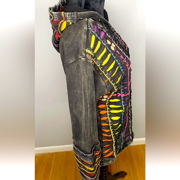 KARMA CIRCLE Handmade In Nepal Shredded Hippie Boho Jacket: Size Large - Picture 3 of 6